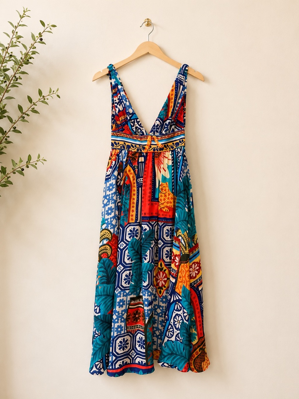 NWT FARM Rio Forest Tiles Print Midi Dress XS